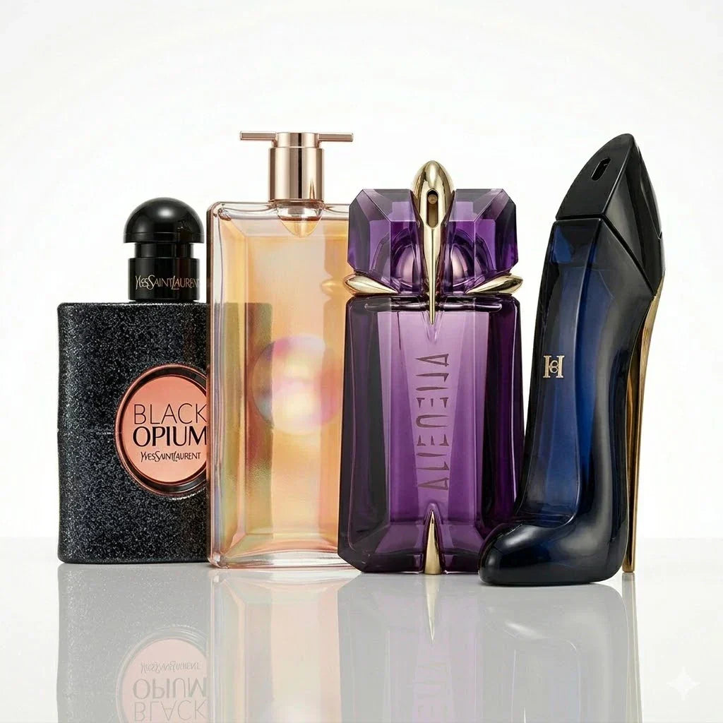 香水4点セット | YSL ブラック オピウム、ランコム イドル、ミュグレー エイリアン、キャロライナ ヘレラ グッドガール